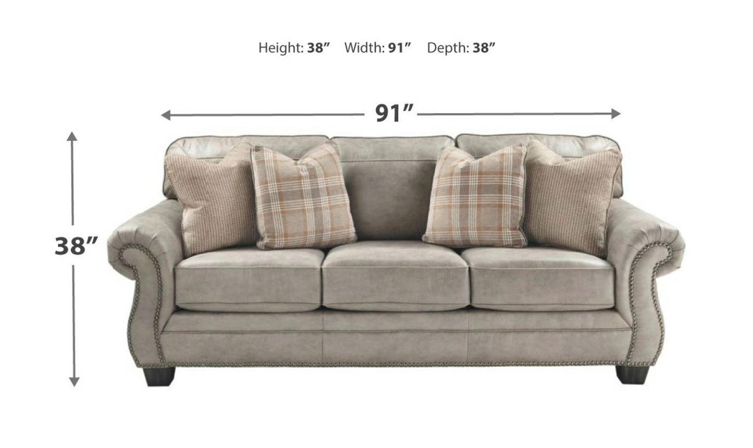 Ashley Olsberg 3-Seater Fabric Sofa in Light Gray-Jennifer Furniture