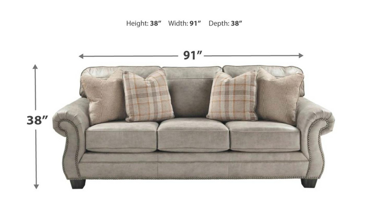 Ashley Olsberg 3-Seater Fabric Sofa in Light Gray-Jennifer Furniture