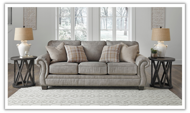 Ashley Olsberg 3-Seater Fabric Sofa in Light Gray-Jennifer Furniture
