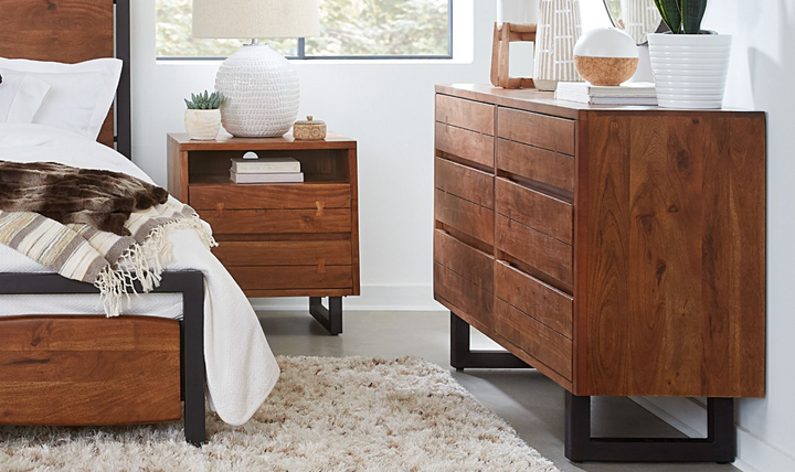 Aspen 58" Six Drawer Dresser With Steel base-Jennifer Furniture