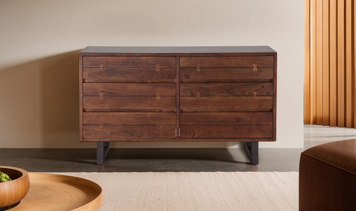 Aspen 58" Six Drawer Dresser With Steel base-Jennifer Furniture