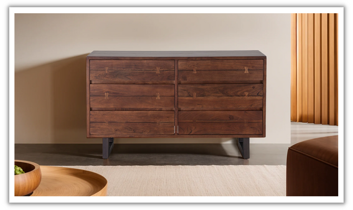 Aspen 58" Six Drawer Dresser With Steel base-Jennifer Furniture