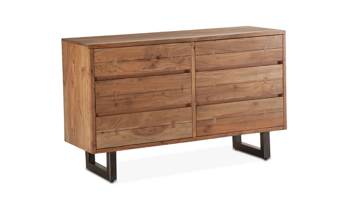 Aspen 58" Six Drawer Dresser With Steel base-Jennifer Furniture