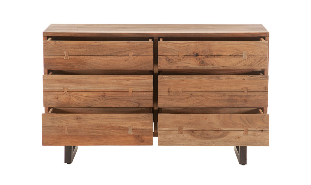 Aspen 58" Six Drawer Dresser With Steel base-Jennifer Furniture