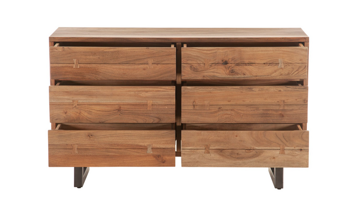 Aspen 58" Six Drawer Dresser With Steel base-Jennifer Furniture