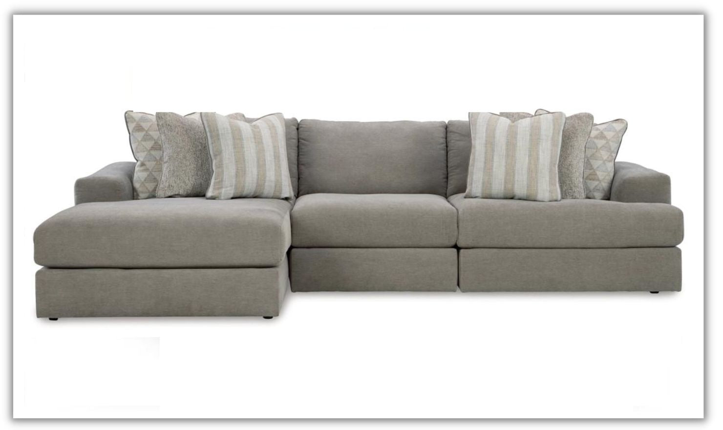 Avaliyah 3-Piece Fabric L-shaped Sectional with Chaise in Ash