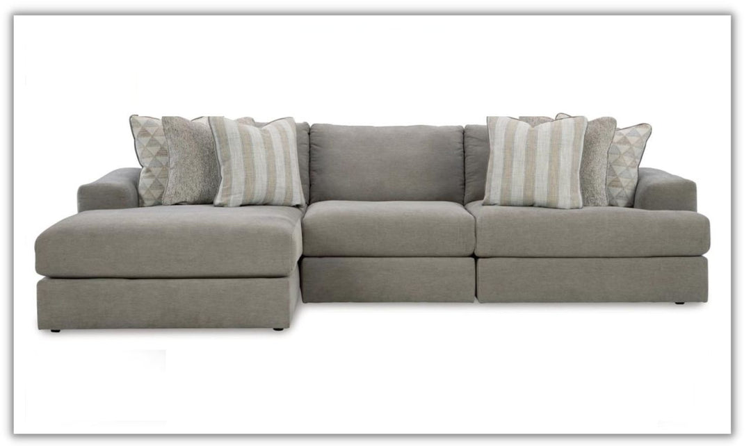 Avaliyah 3-Piece Fabric L-shaped Sectional with Chaise in Ash