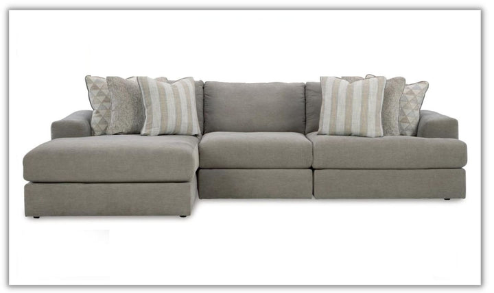 Avaliyah 3-Piece Fabric L-shaped Sectional with Chaise in Ash