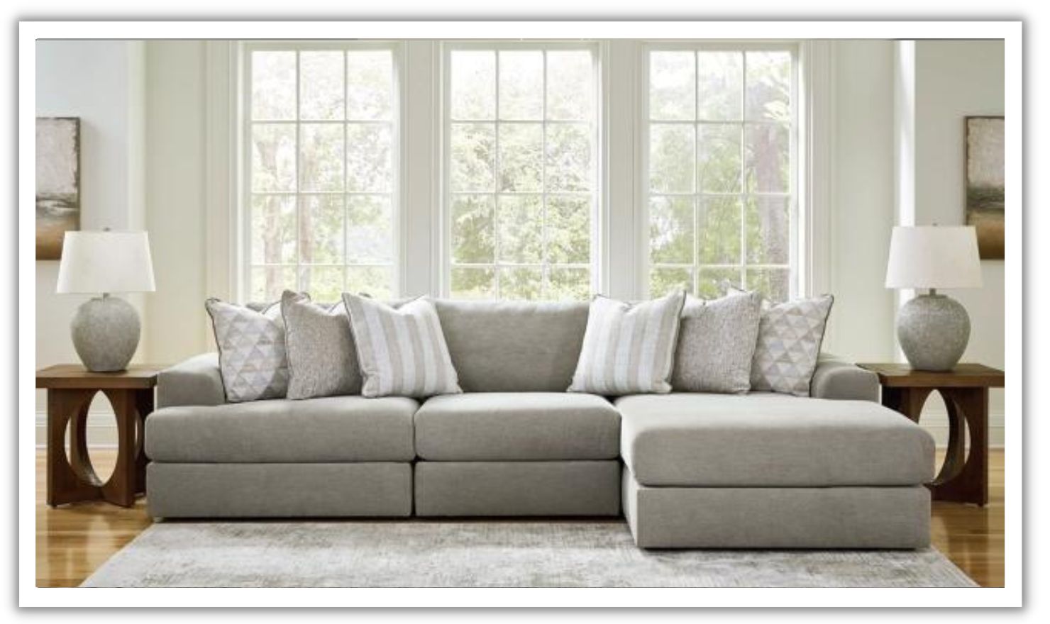 Avaliyah 3-Piece Fabric L-shaped Sectional with Chaise in Ash