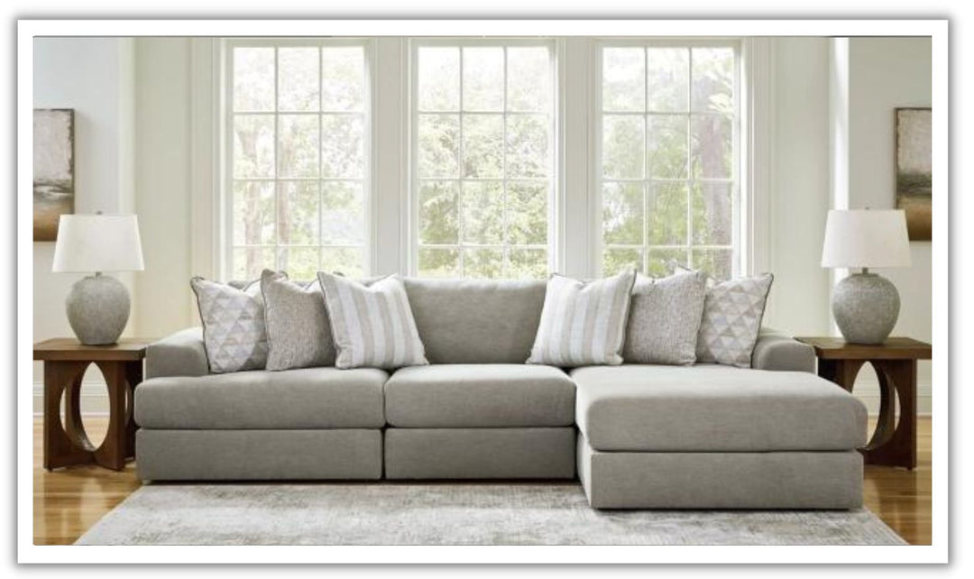 Avaliyah 3-Piece Fabric L-shaped Sectional with Chaise in Ash