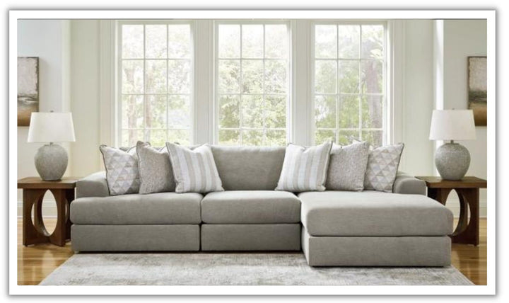 Avaliyah 3-Piece Fabric L-shaped Sectional with Chaise in Ash