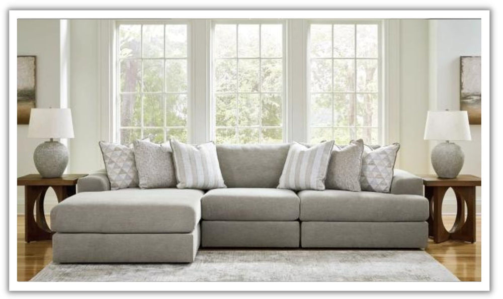 Avaliyah 3-Piece Fabric L-shaped Sectional with Chaise in Ash