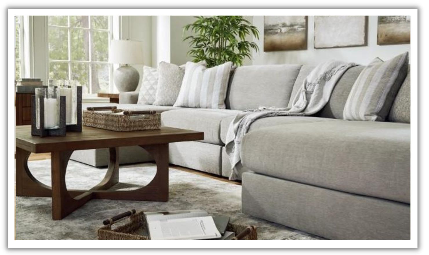 Avaliyah 4-Piece L-Shaped Double Chaise Sectional with Block Arms