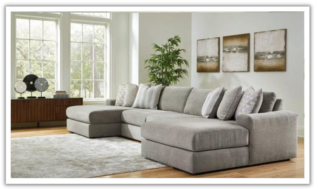Avaliyah 4-Piece L-Shaped Double Chaise Sectional with Block Arms