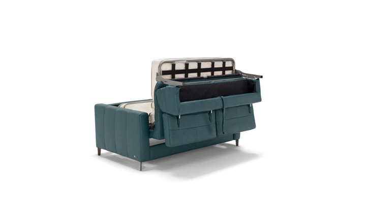 Avelina 2 Seater Leather Sleeper Sofa with Adjustable Headrest