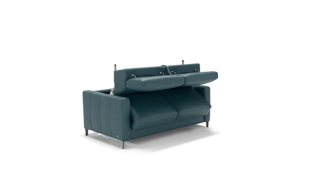 Avelina 2 Seater Leather Sleeper Sofa with Adjustable Headrest
