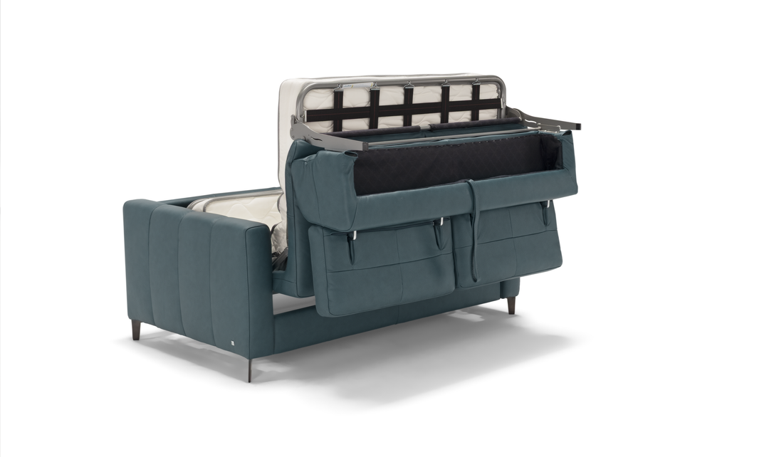 Avelina 2 Seater Leather Sleeper Sofa with Adjustable Headrest-Jennifer Furniture
