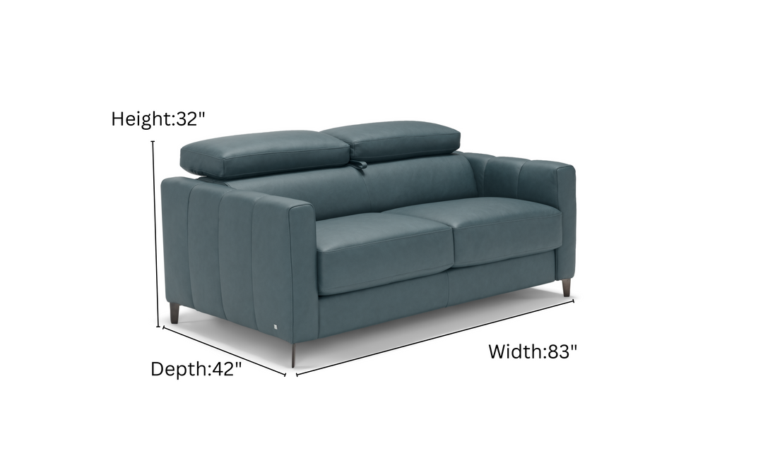 Avelina 2 Seater Leather Sleeper Sofa with Adjustable Headrest