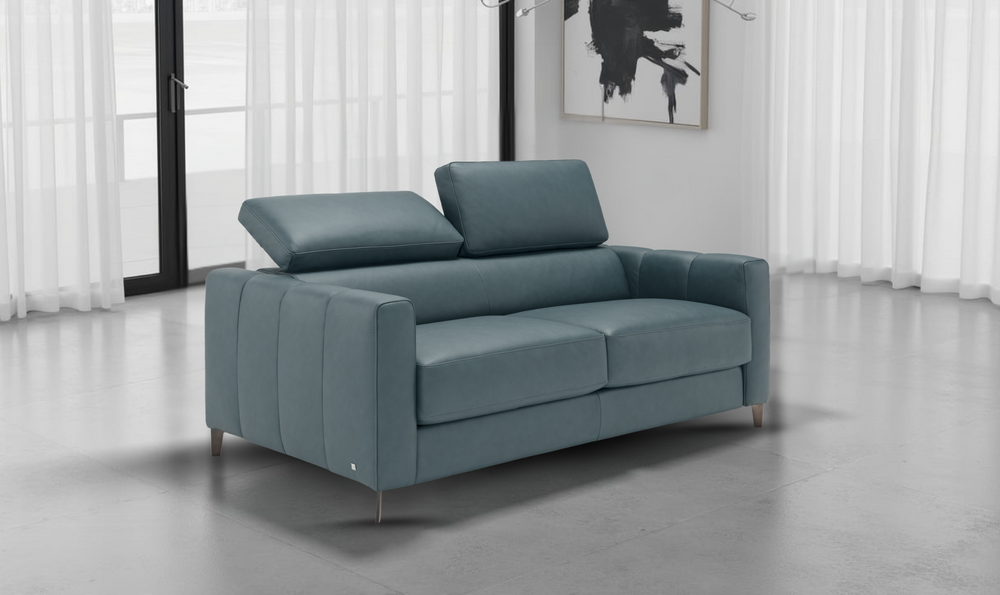 Avelina 2 Seater Leather Sleeper Sofa with Adjustable Headrest-Jennifer Furniture