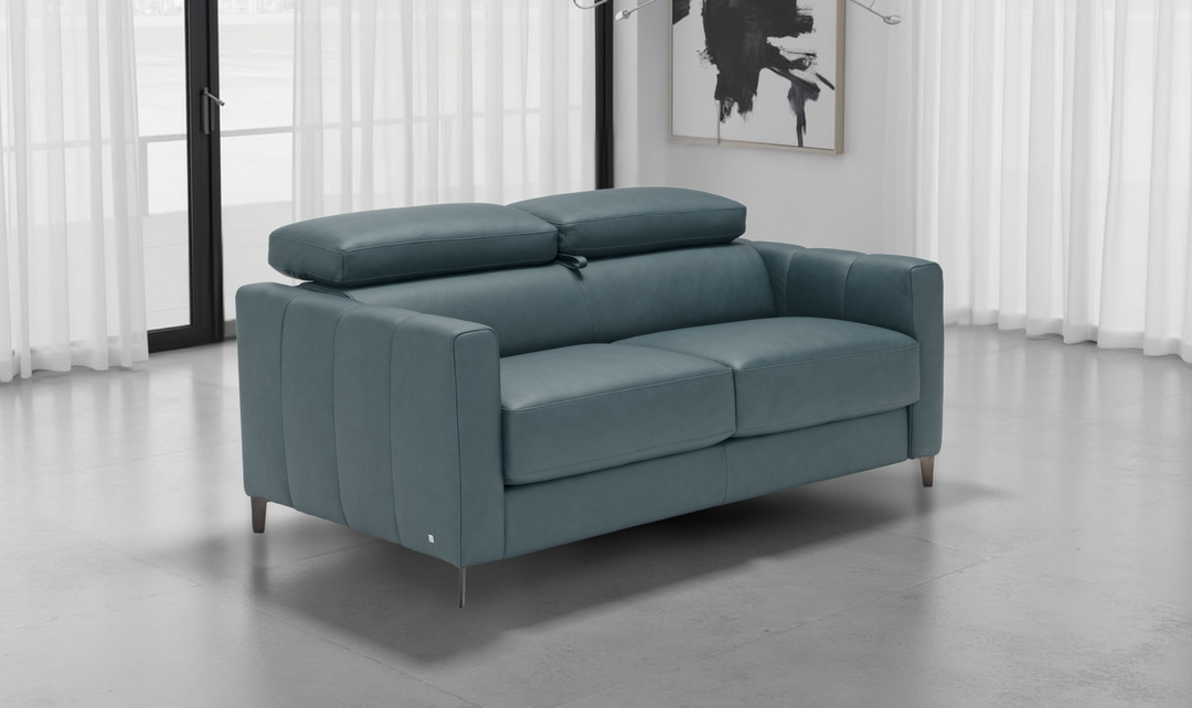Avelina 2 Seater Leather Sleeper Sofa with Adjustable Headrest-Jennifer Furniture
