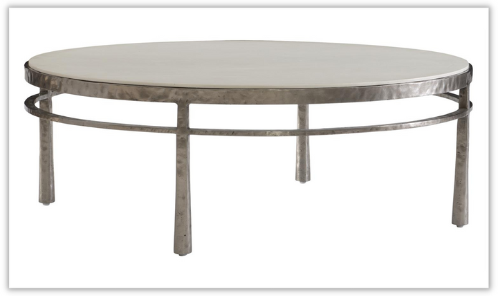 Bernhardt Aventura Round Cocktail Table with Pedestal Base in Brown