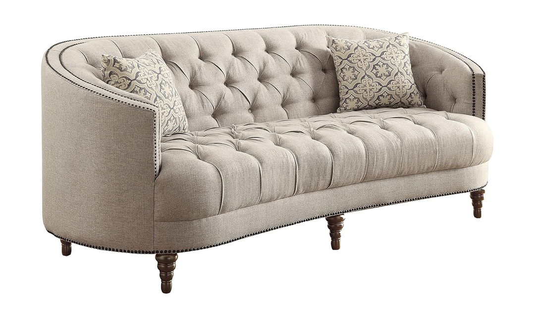 Coaster Avonlea 3-Seater Fabric Tufted Sofa with Recessed Arms