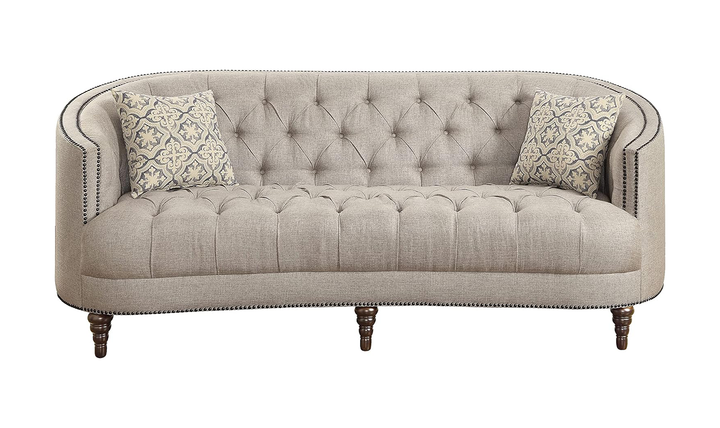 Coaster Avonlea 3-Seater Fabric Tufted Sofa with Recessed Arms