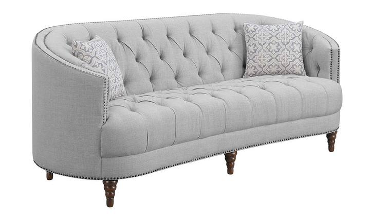 Coaster Avonlea 3-Seater Fabric Tufted Sofa with Recessed Arms