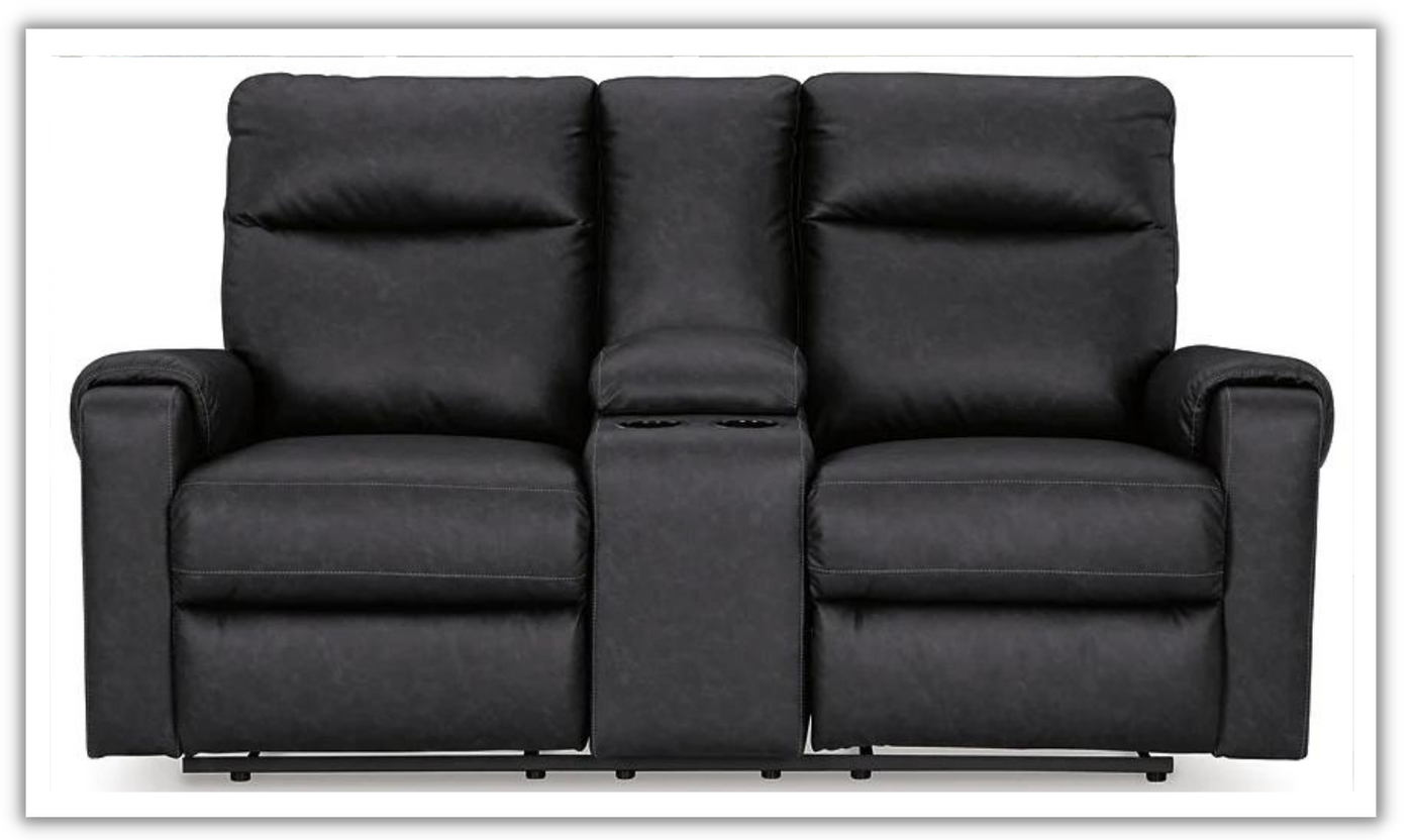 Axtellton Leather Power Reclining Loveseat with Console