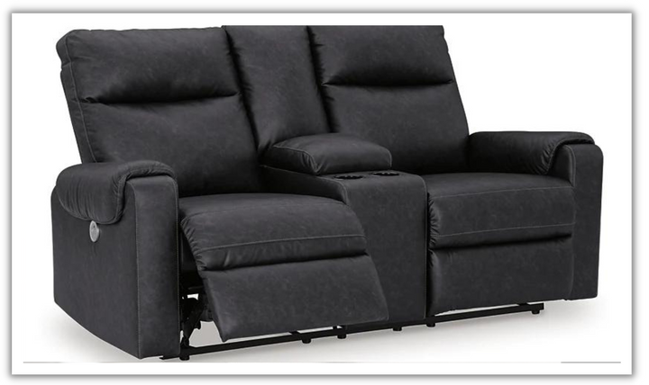 Axtellton Leather Power Reclining Loveseat with Console