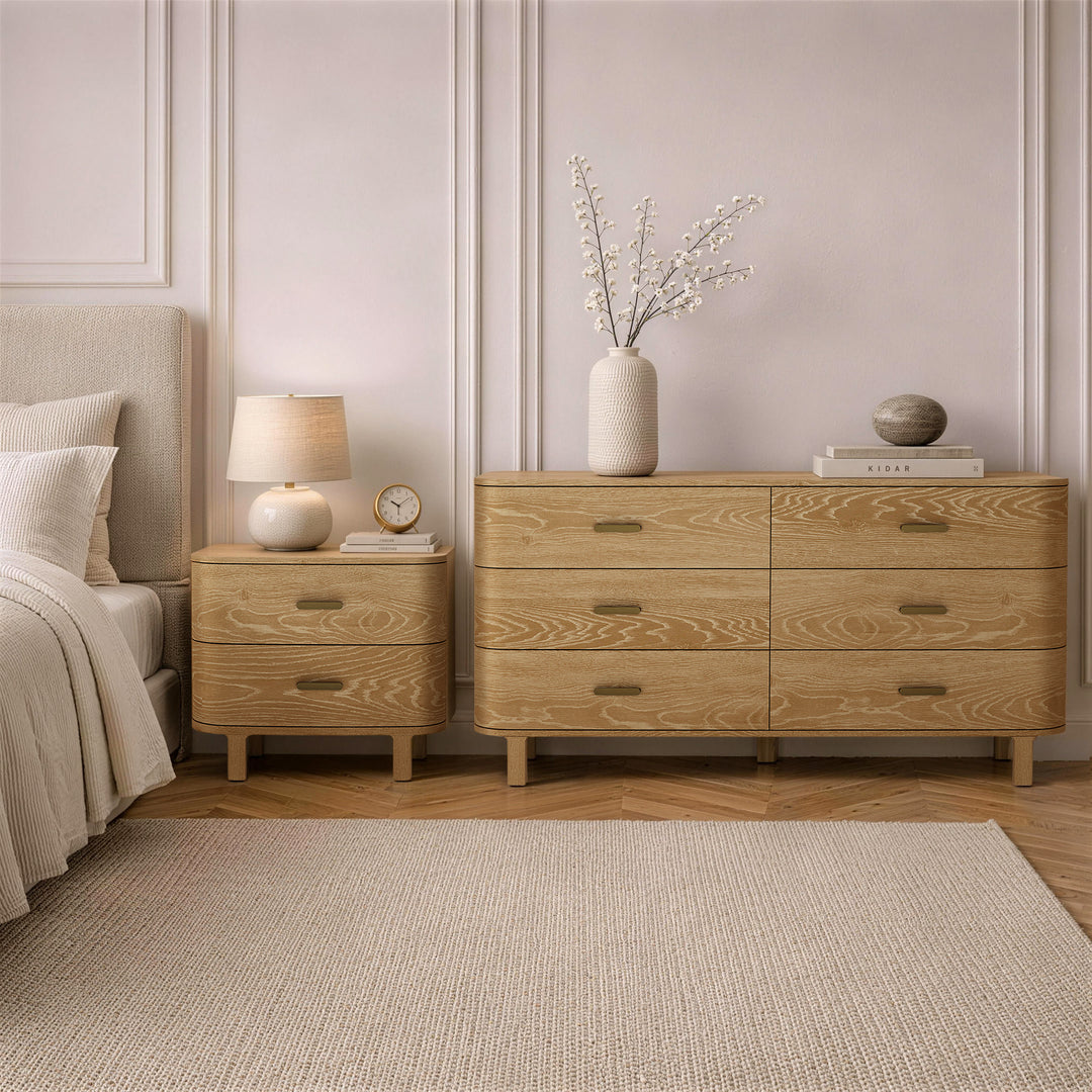 Solara 68" Solid Wood Dresser in Natural Oak (6-Drawer)-Jennifer Furniture