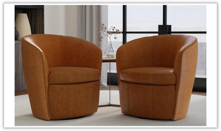 Barolo Leather Swivel Club Chair