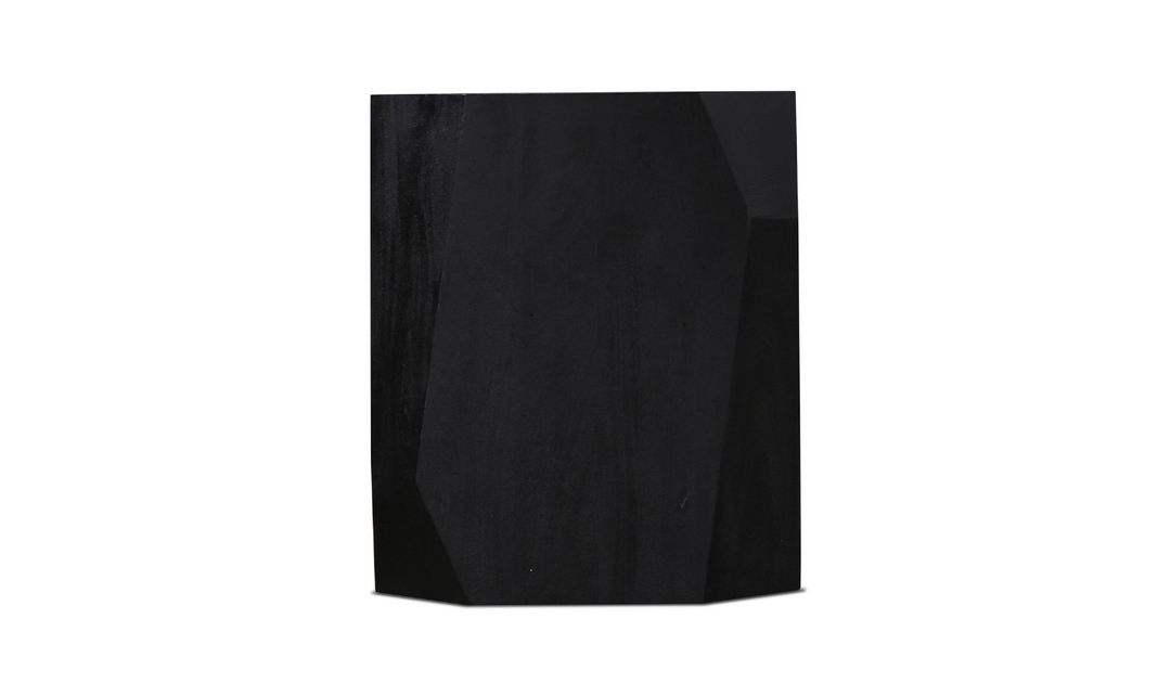 HTD Basalt Geometric Wooden Side Table in Distressed Black- Jennifer Furniture