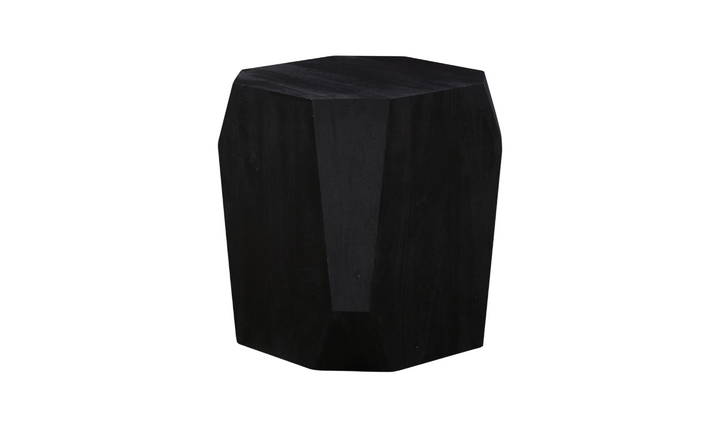 HTD Basalt Geometric Wooden Side Table in Distressed Black- Jennifer Furniture