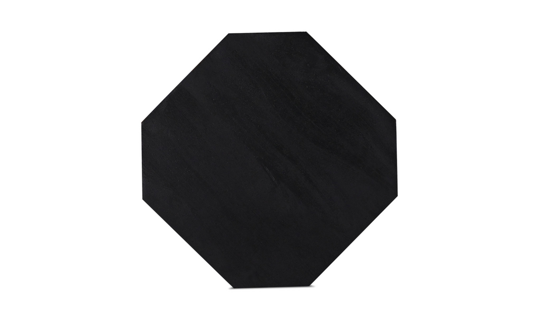 HTD Basalt Geometric Wooden Side Table in Distressed Black- Jennifer Furniture