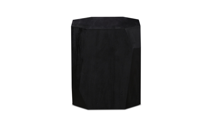 HTD Basalt Geometric Wooden Side Table in Distressed Black- Jennifer Furniture