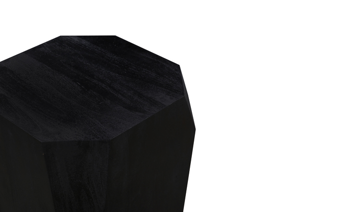 HTD Basalt Geometric Wooden Side Table in Distressed Black- Jennifer Furniture