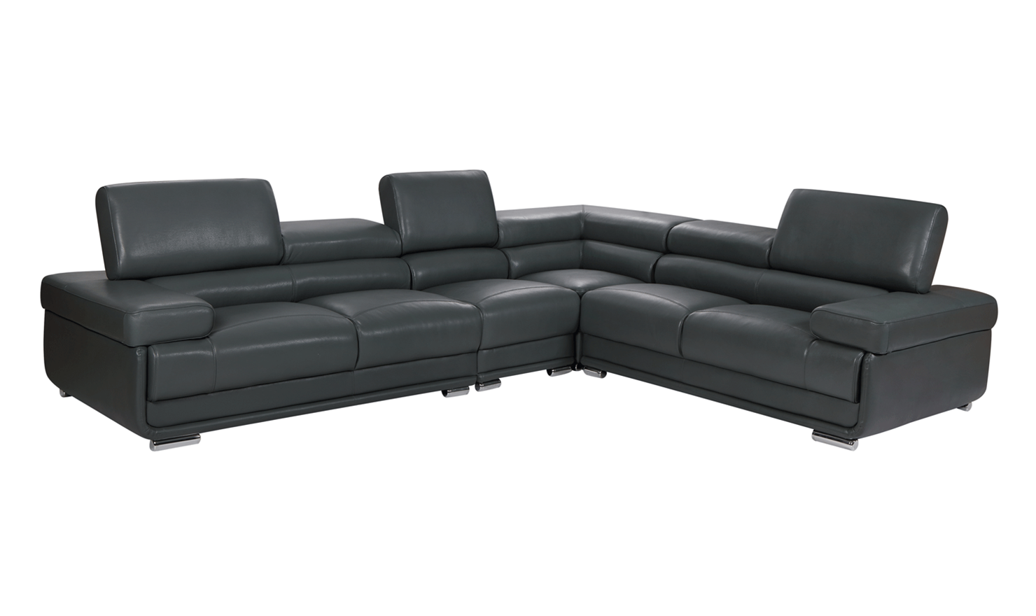 ESF Italia Baxton L-Shaped Leather Sectional Sofa with Adjustable Headrest