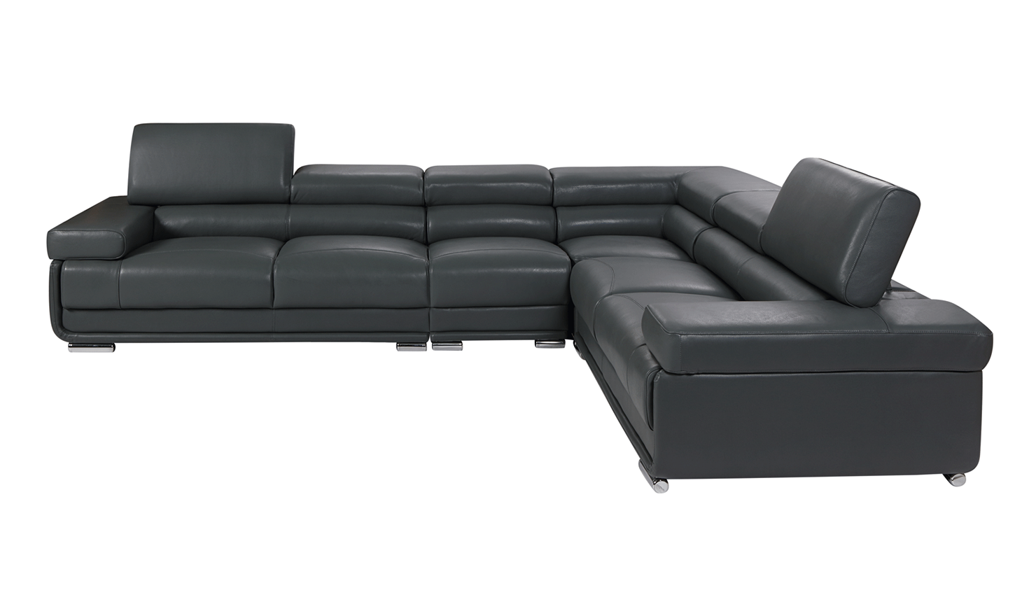 ESF Italia Baxton L-Shaped Leather Sectional Sofa with Adjustable Headrest