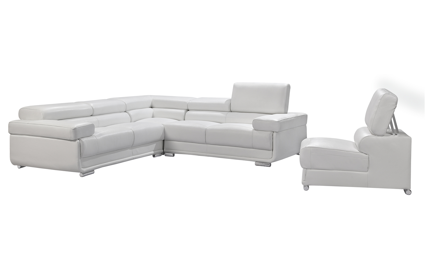 ESF Italia Baxton L-Shaped Leather Sectional Sofa with Adjustable Headrest