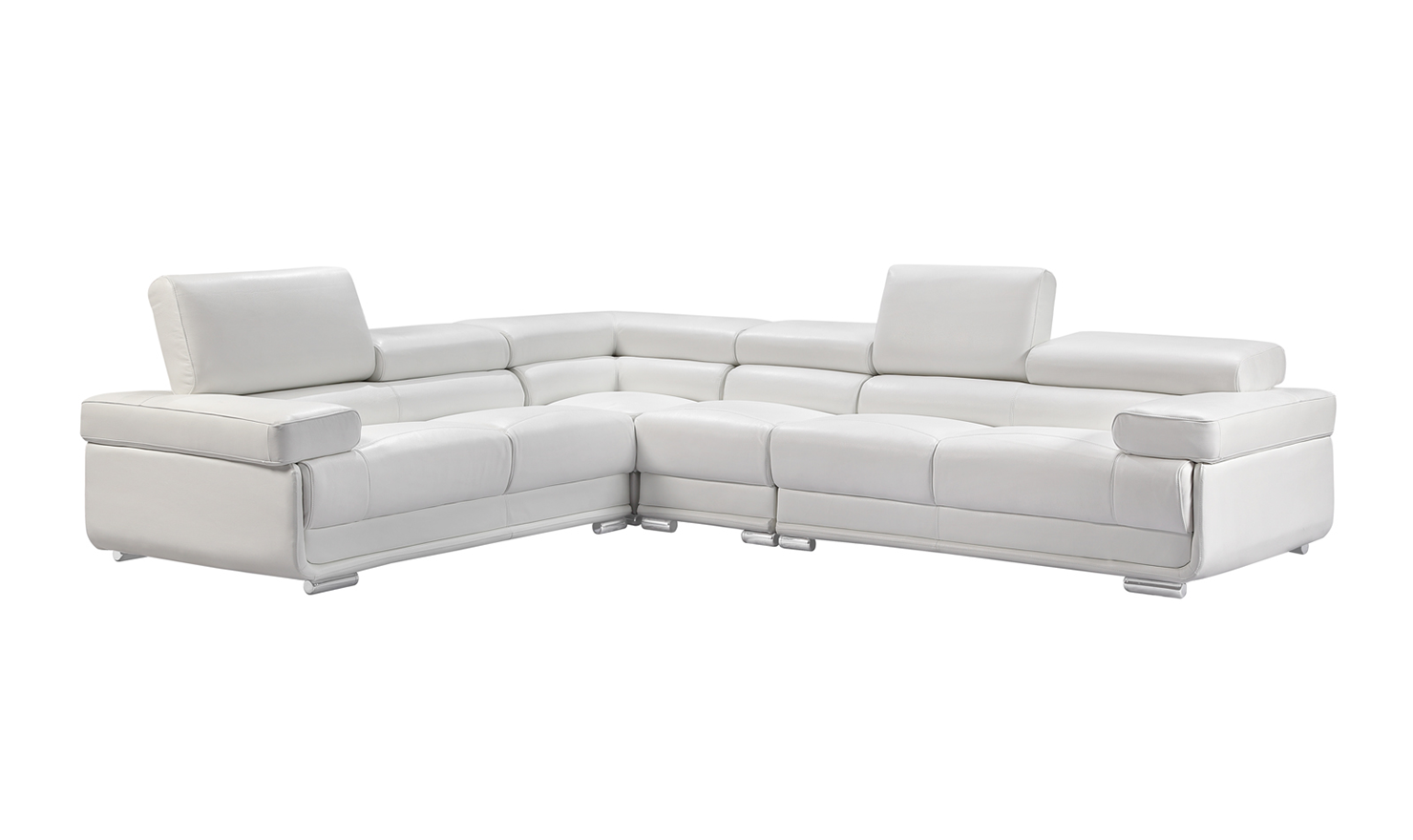 ESF Italia Baxton L-Shaped Leather Sectional Sofa with Tufted Cushions