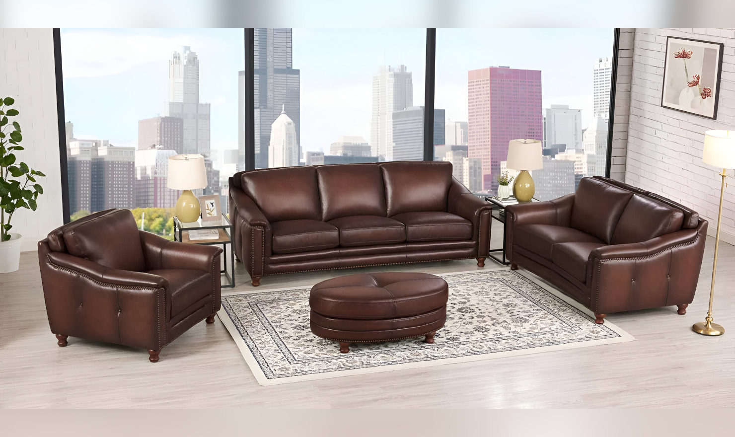 Belfast Leather Living Room Set-Jennifer Furniture