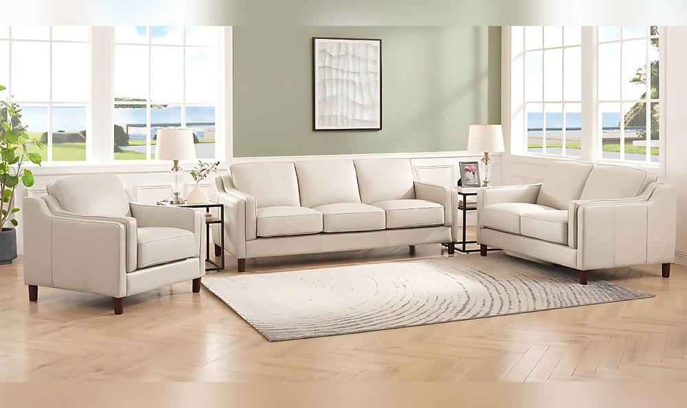 Bella Leather Living Room Set With Box Cushion-Jennifer Furniture