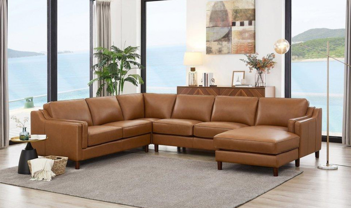 Bella U-Shape Leather Sectional Sofa with Chaise-Jennifer Furniture