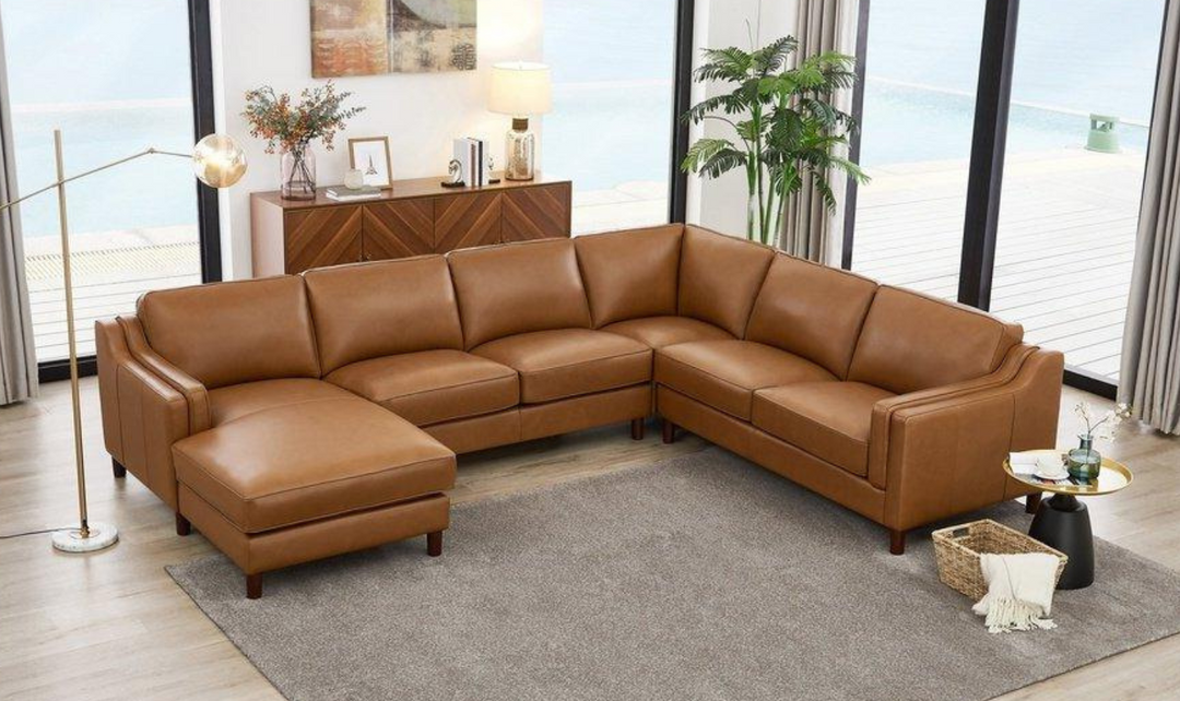 Bella U-Shape Leather Sectional Sofa with Chaise-Jennifer Furniture