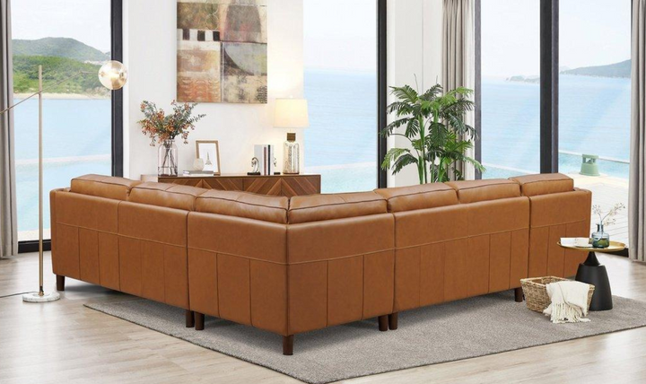 Bella U-Shape Leather Sectional Sofa with Chaise-Jennifer Furniture
