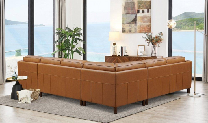Bella U-Shape Leather Sectional Sofa with Chaise-Jennifer Furniture