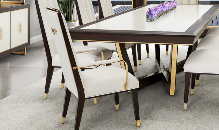 AICO Belmont Place Polyester Blend Solid Back Dining Arm Chair (Set of 2)