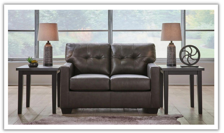 Belziani 2-Seater Tufted Leather Loveseat