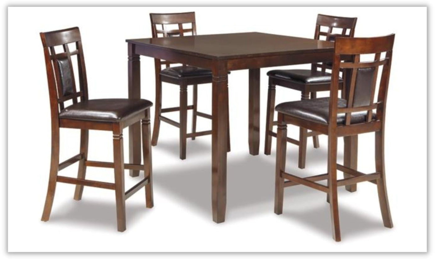 Bennox 5-piece Wooden Counter Height Dining Set in Brown